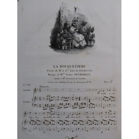 DUCHAMBGE Pauline La Bouquetière Chant Piano ca1830