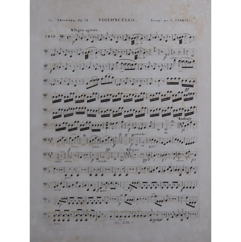 MAYSEDER Joseph Grand Trio No 3 op 51 Violoncelle ca1845