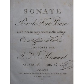 HUMMEL J. N. Sonate op 19...