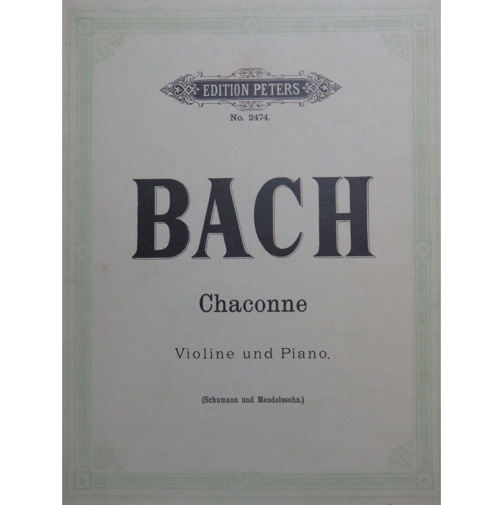 BACH J. S. Chaconne Piano Violon