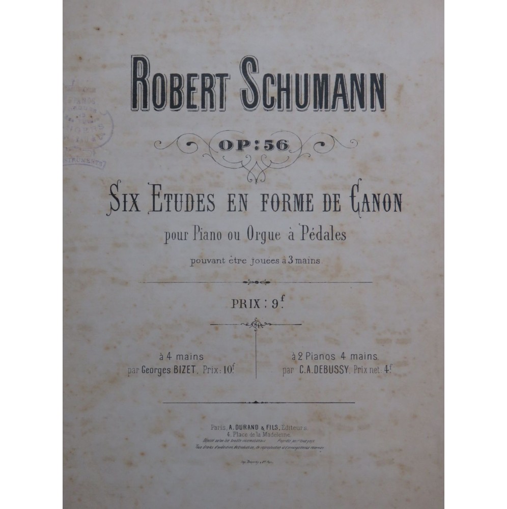 SCHUMANN Robert Etudes en forme de Canon op 56 Piano ca1900