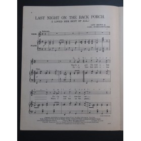 BROWN Lew SCHRAUBSTADER Carl Last Night on the Back Porch Chant Piano 1923