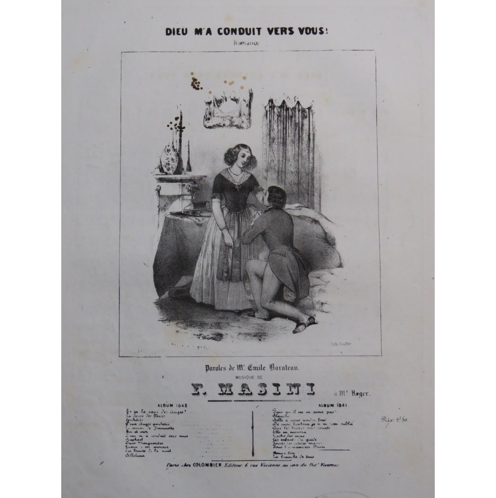 MASINI F. Dieu m'a conduit vers vous Chant Piano 1842