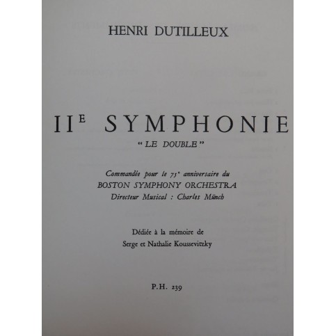 DUTILLEUX Henri Symphonie No 2 Orchestre