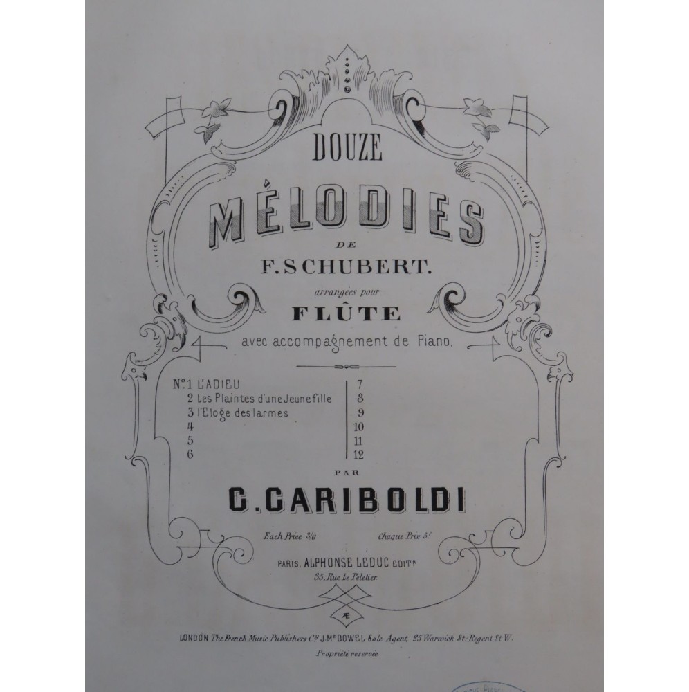 SCHUBERT Franz Les Plaintes de la Jeune Fille Piano Flûte ca1867