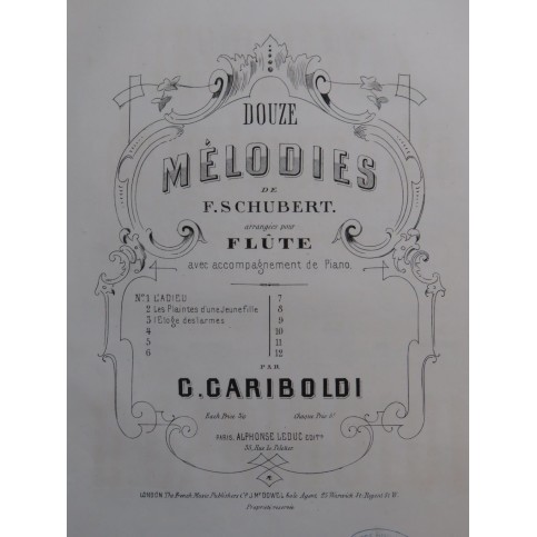 SCHUBERT Franz Les Plaintes de la Jeune Fille Piano Flûte ca1867