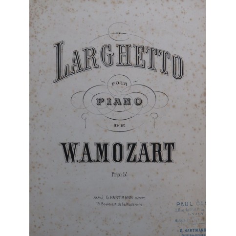 MOZART W. A. Larghetto Piano ca1868