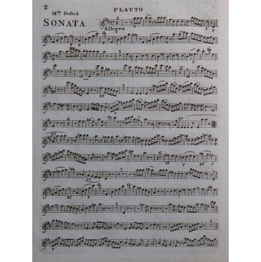 DUSSEK J. L. Sonata Flûte ca1800
