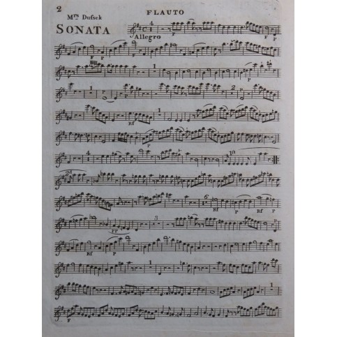DUSSEK J. L. Sonata Flûte ca1800