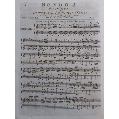 PLEYEL Ignace Rondo No 3 Harpe ca1800