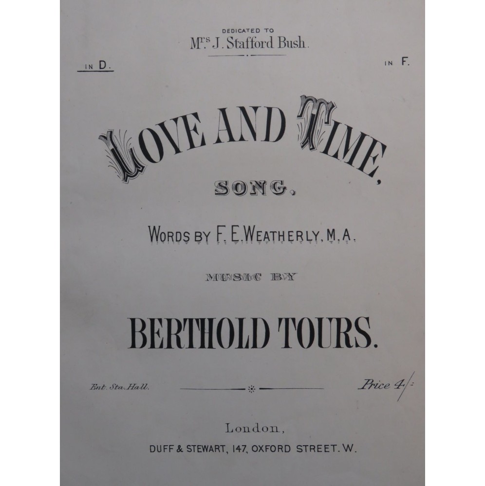 TOURS Berthold Love And Time Piano XIXe siècle