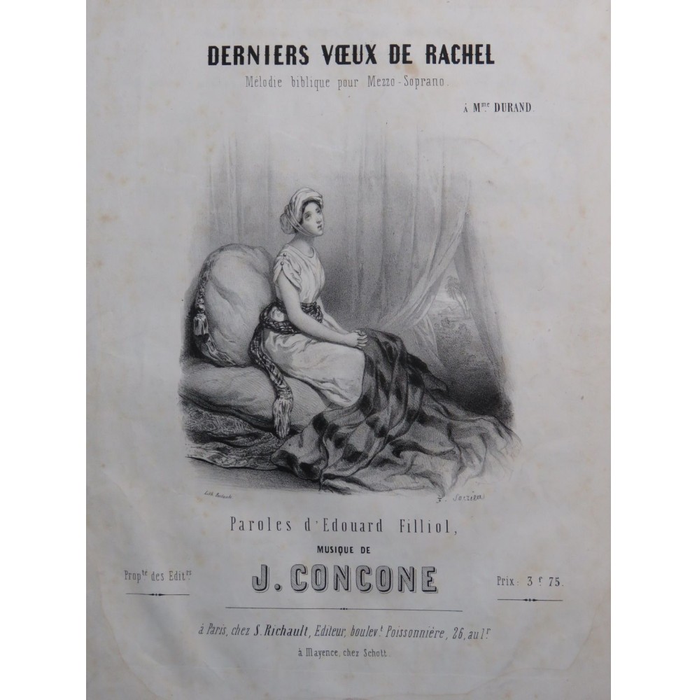 CONCONE Joseph Derniers Vœux de Rachel Chant Piano ca1850
