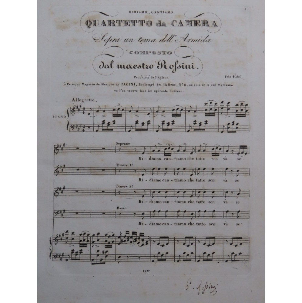 ROSSINI G. Ridiamo Cantiamo Signature Chant Piano ca1825