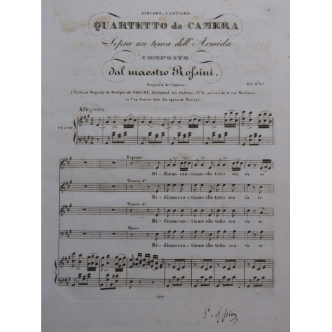 ROSSINI G. Ridiamo Cantiamo Signature Chant Piano ca1825