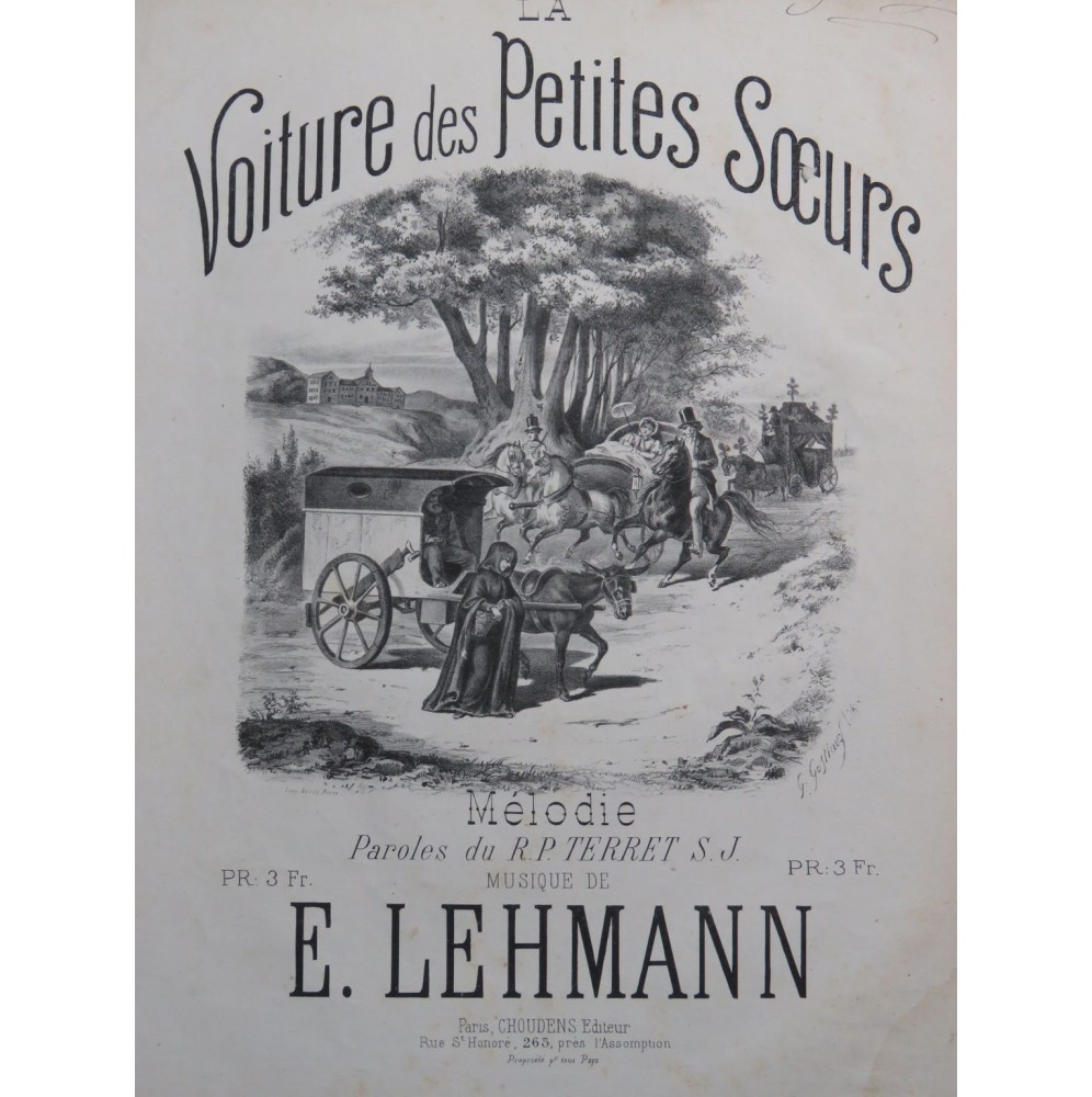 LEHMANN E. La Voiture des Petites Sœurs Chant Piano 1867