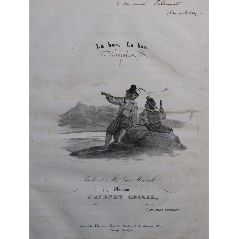 GRISAR Albert Là-bas ! Là-bas ! Dédicace Chant Piano ca1840