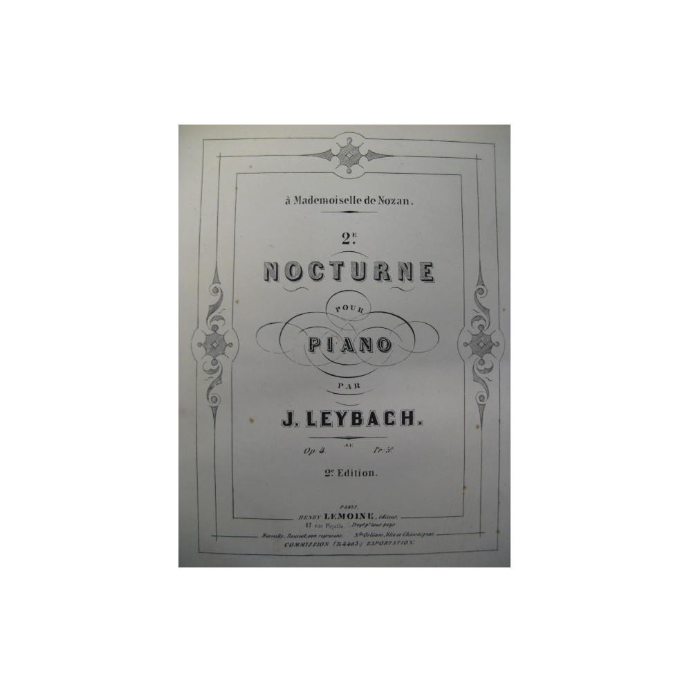 LEYBACH J. Nocturne No 2 Piano ca1870