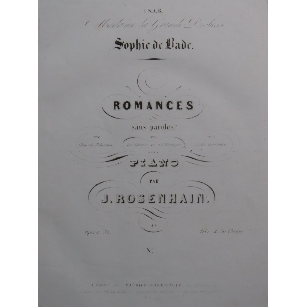 ROSENHAIN Jacques Lutte intérieure op 31 Piano ca1850