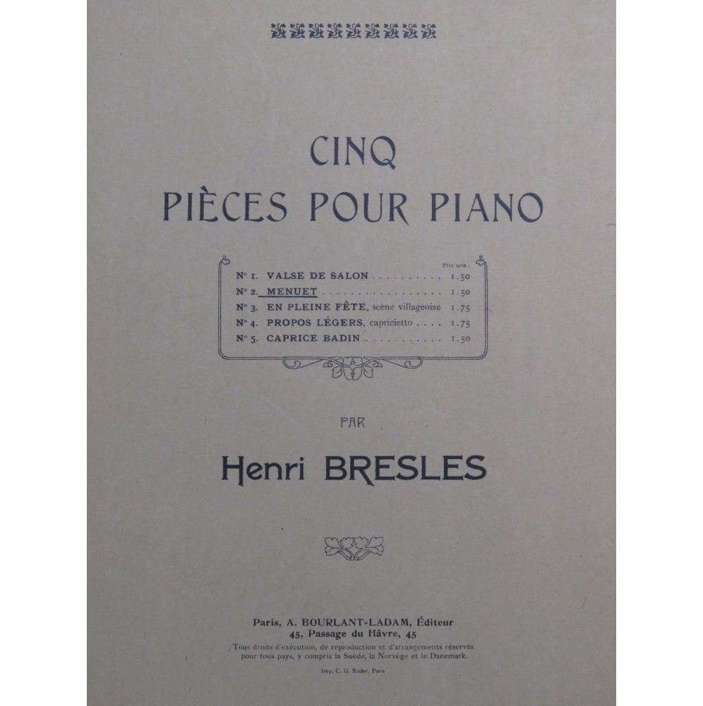 BRESLES Henri Menuet Piano