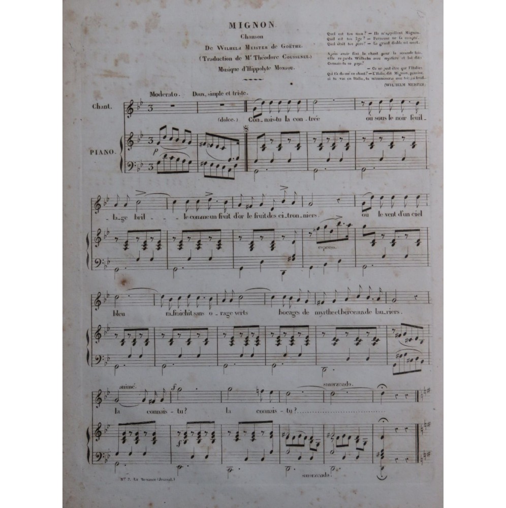 MONPOU Hippolyte Mignon Chant Piano ca1830