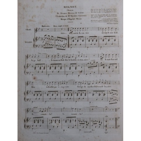 MONPOU Hippolyte Mignon Chant Piano ca1830