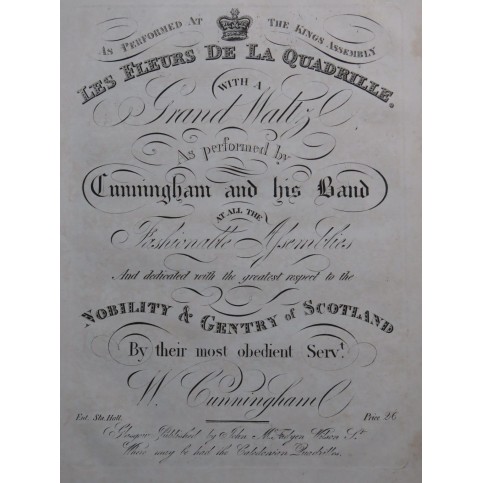 CUNNING W. Les Fleurs de la Quadrille Piano ca1830