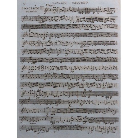 DUSSEK J. L. Concerto No 3 op 15 2e Violon ca1790