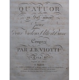 VIOTTI J. B. Quatuor en Sol...