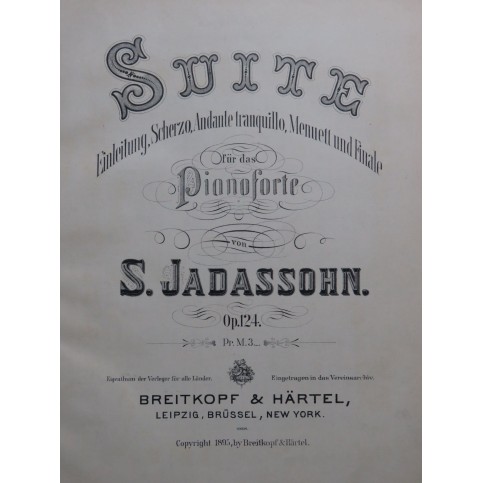 JADASSOHN S. Suite op 124 Piano 1895