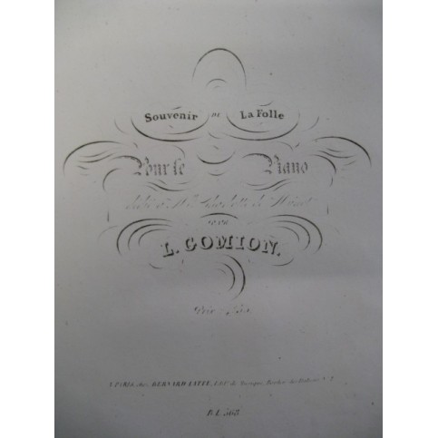 COMION L. Souvenir de la Folle Piano ca1840