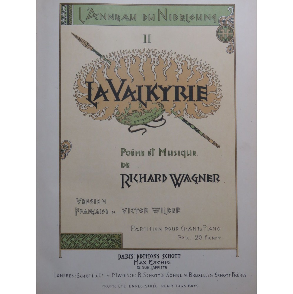 WAGNER Richard La Valkyrie Opéra Piano Chant 1893