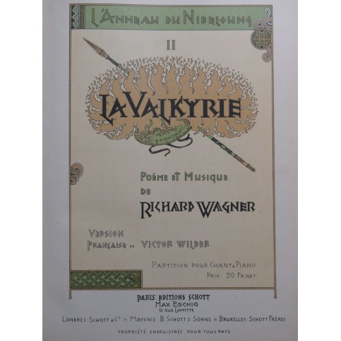 WAGNER Richard La Valkyrie Opéra Piano Chant 1893