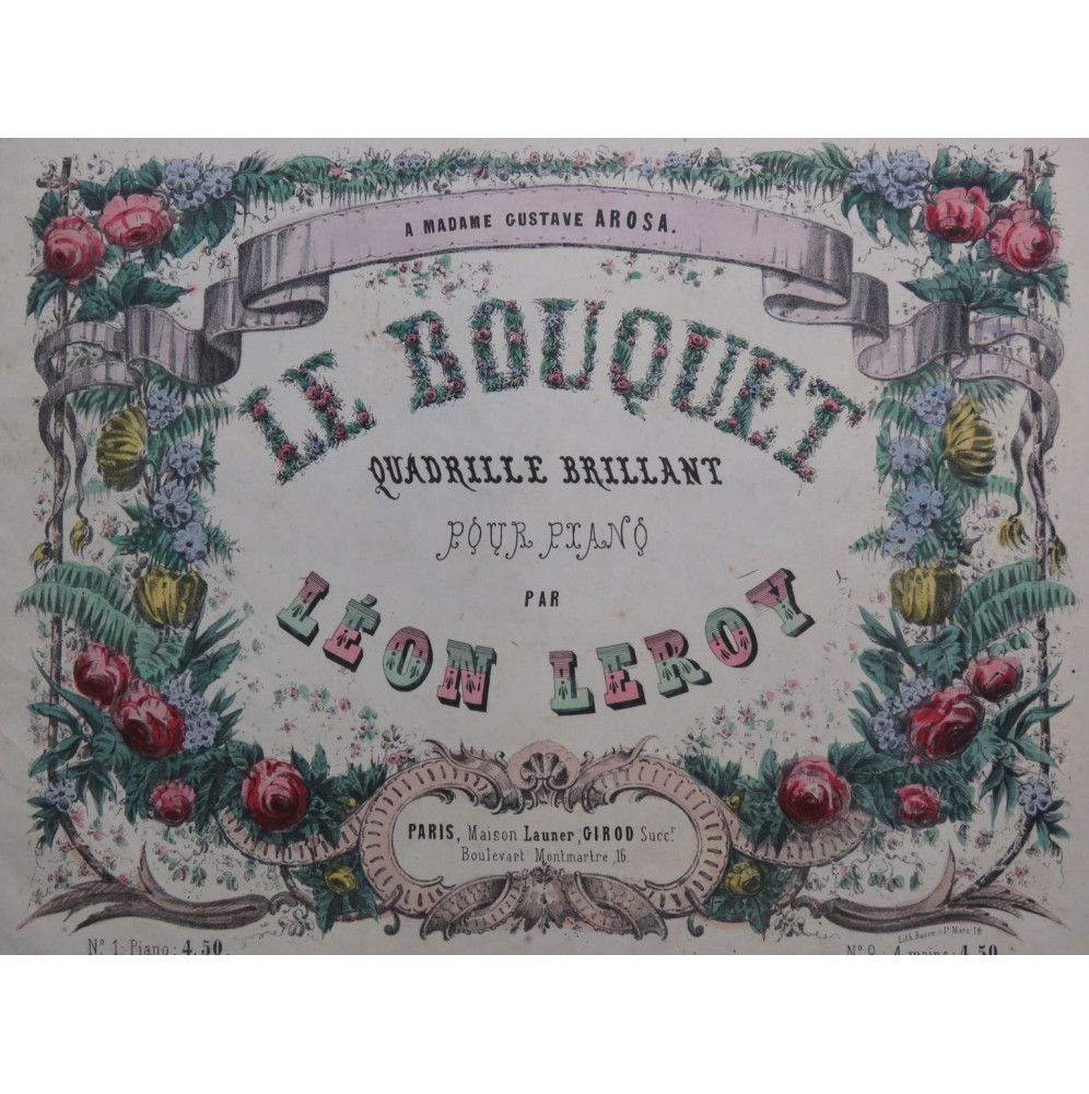 LEROY Léon Le Bouquet Quadrille op 2 Piano ca1855