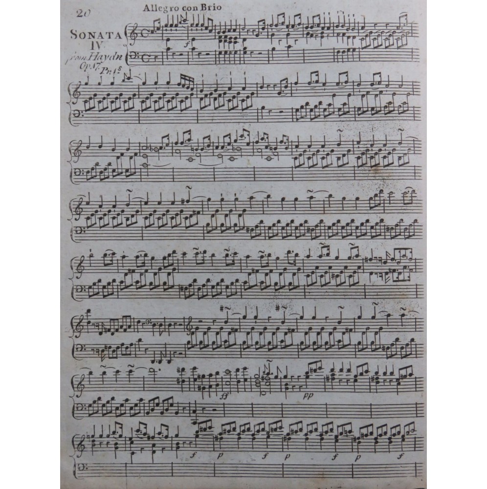 HAYDN Joseph Sonate C Major Hob.XVI:35 Piano ca1800