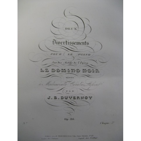 DUVERNOY J. B. Le Domino Noir Piano 1833