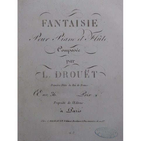 DROUËT Louis Fantaisie op 36 Piano Flûte ca1820