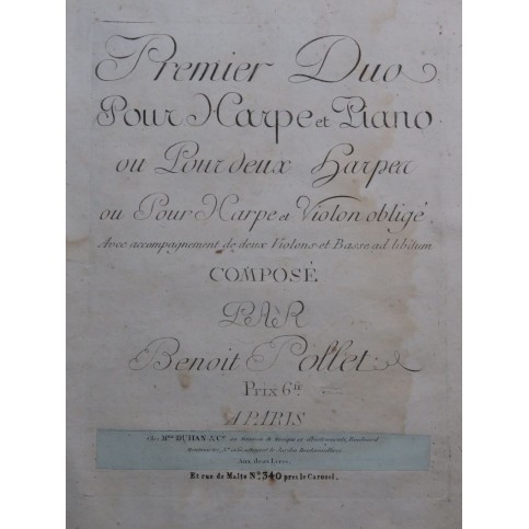 POLLET Benoit Premier Duo 2e Harpe ca1800