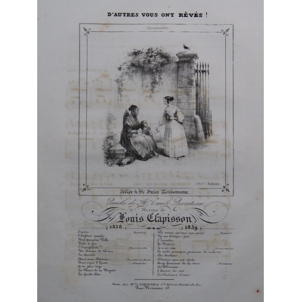 CLAPISSON Louis D'Autres vous ont rèvés ! Chant Piano 1839