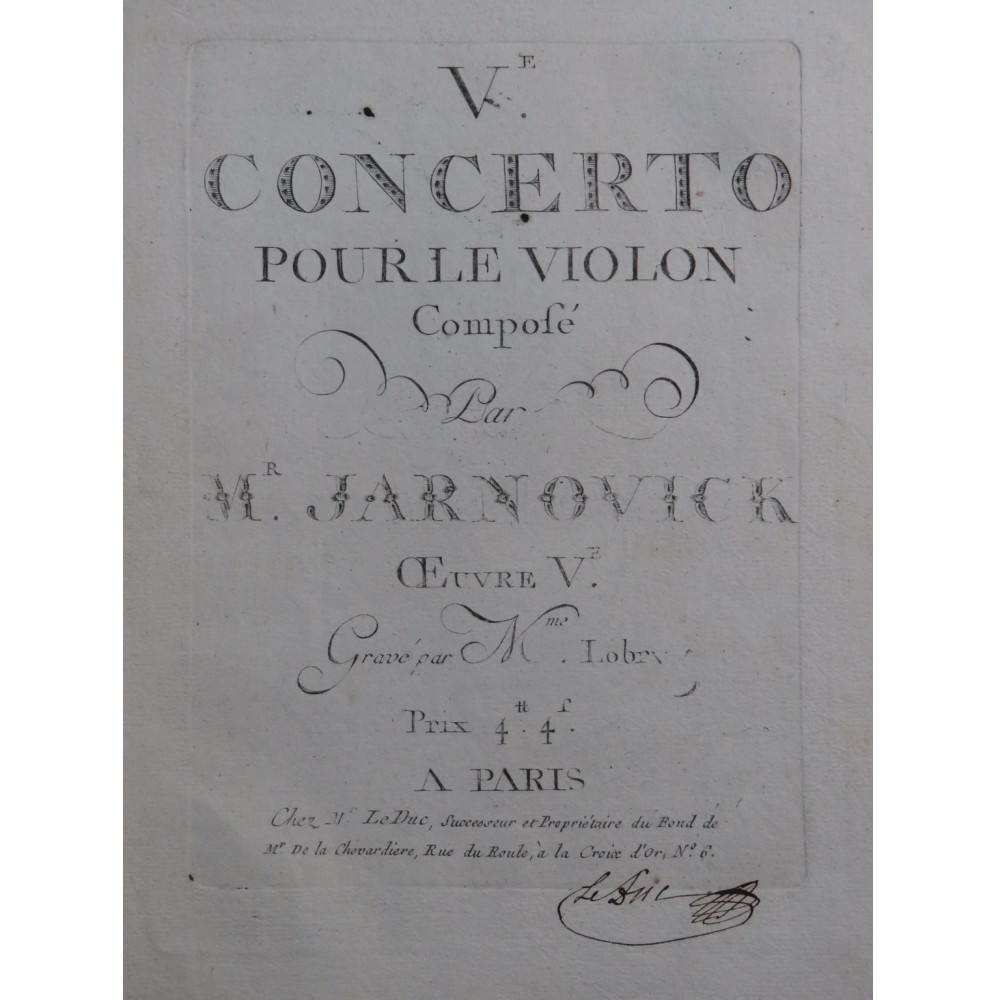 GIORNOVICHI Giovanni Mane Concerto No 5 Violon Orchestre 1777