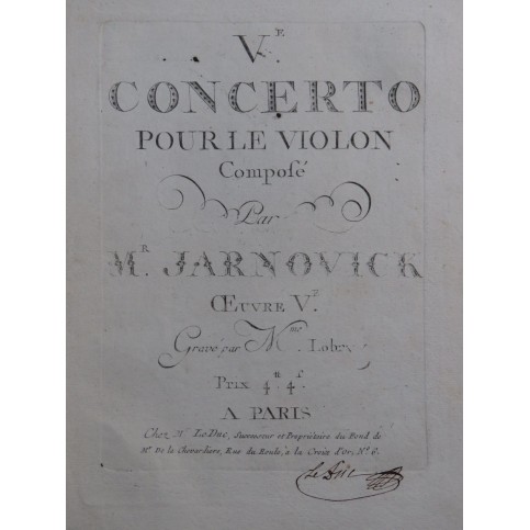 GIORNOVICHI Giovanni Mane Concerto No 5 Violon Orchestre 1777