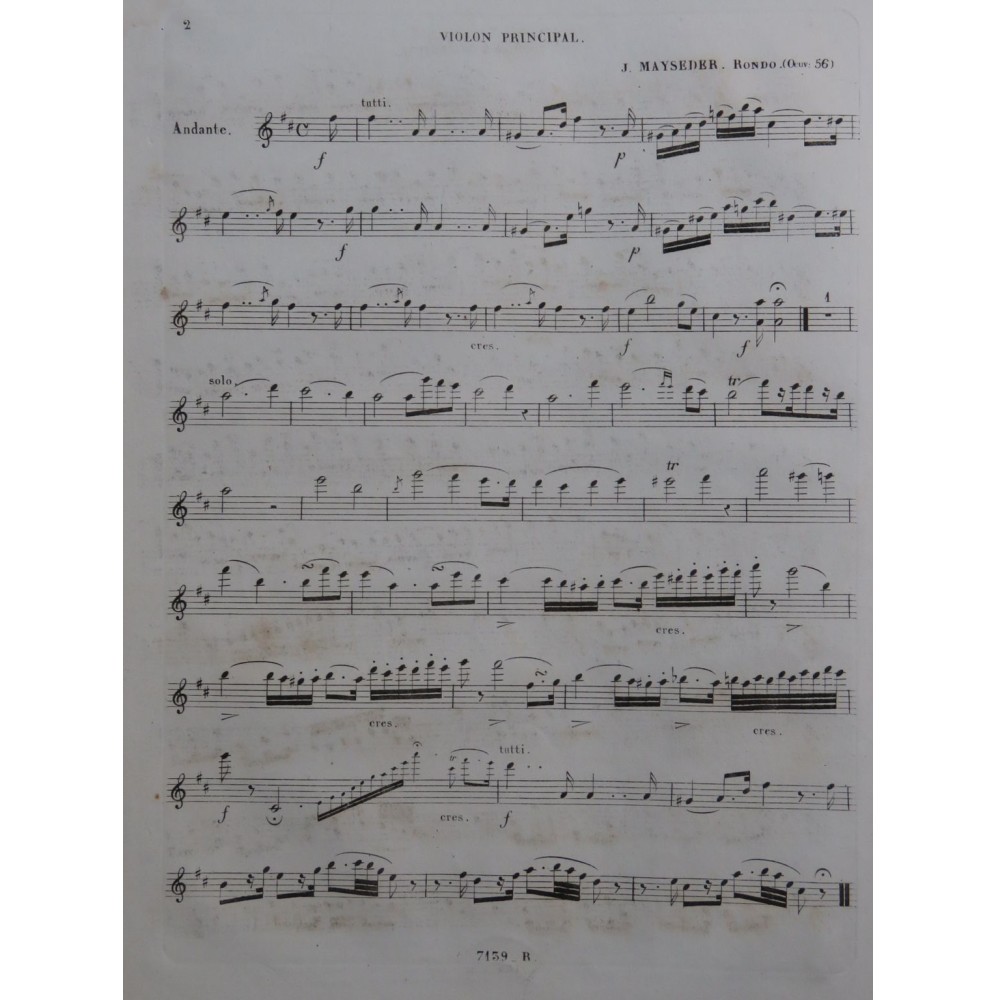 MAYSEDER Joseph Rondo de Concert op 56 Violon ca1845