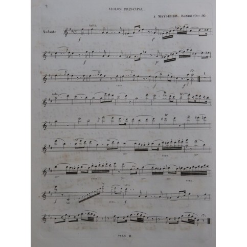 MAYSEDER Joseph Rondo de Concert op 56 Violon ca1845