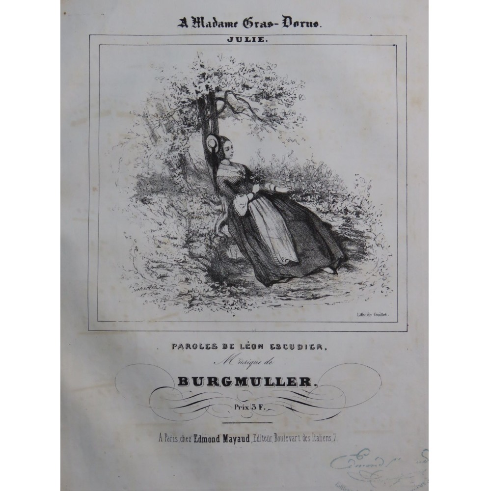BURGMULLER Frédéric Julie Chant Piano ca1840