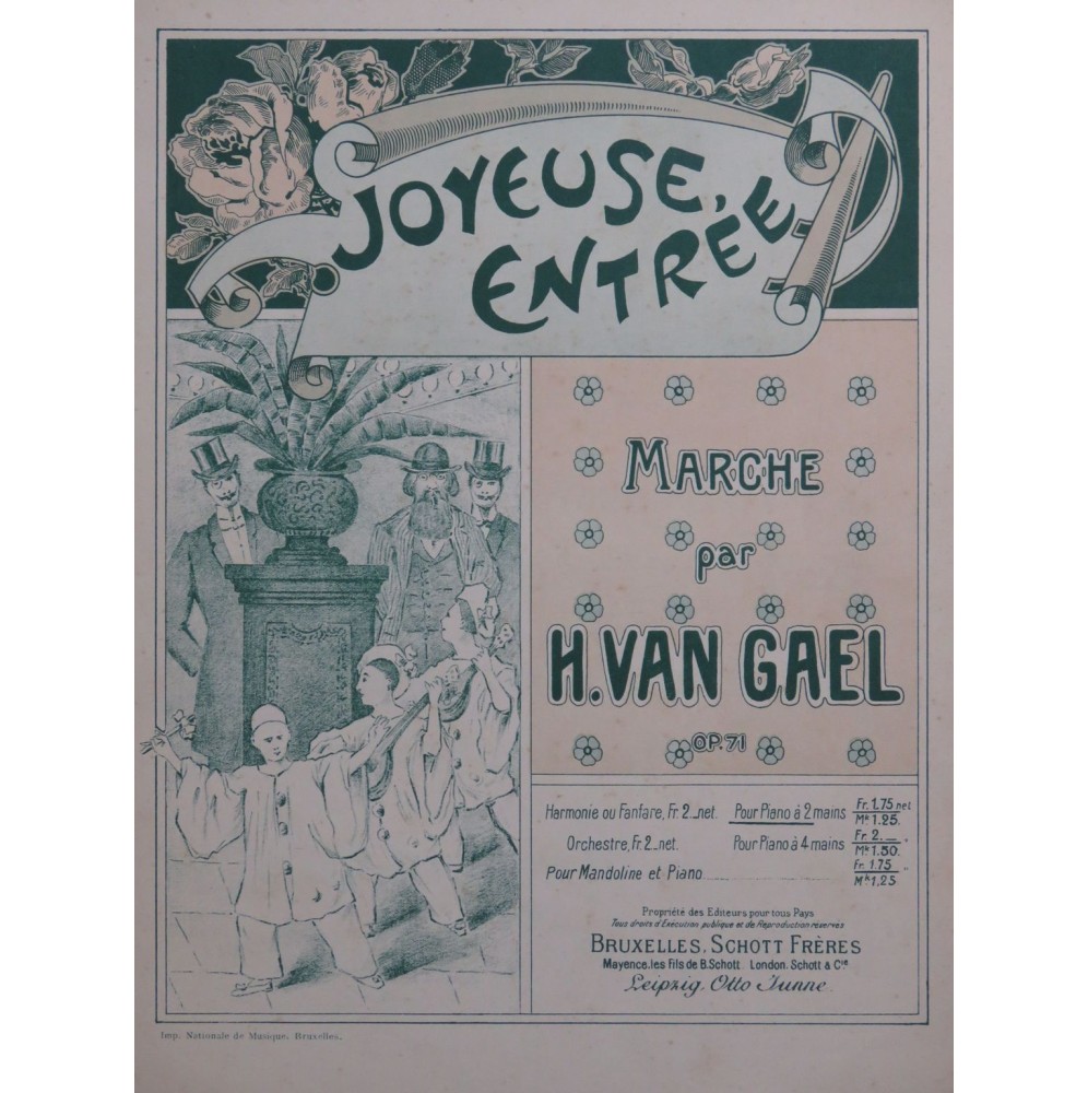 VAN GAEL Henri Joyeuse Entrée Piano ca1875
