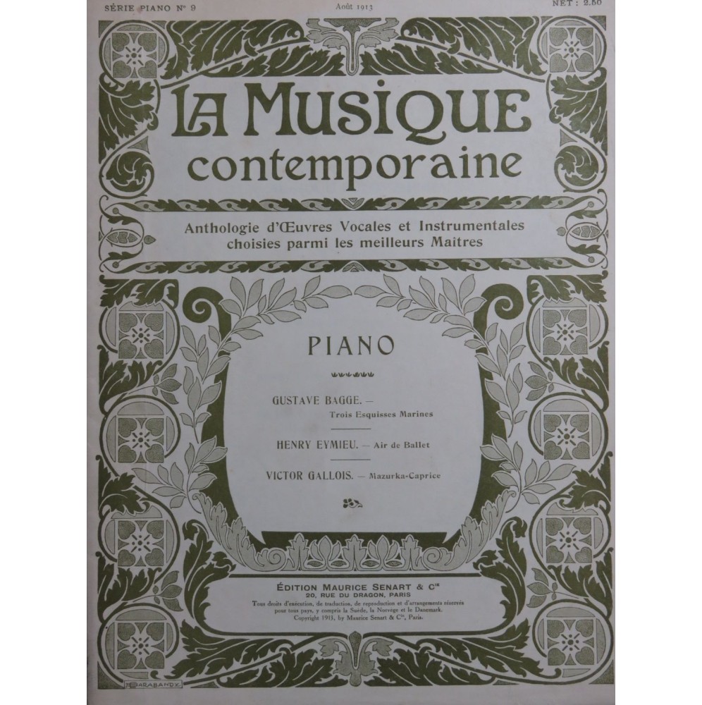 BAGGE EYMIEU GALLOIS Pièces Piano 1913
