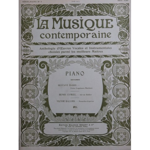 BAGGE EYMIEU GALLOIS Pièces Piano 1913
