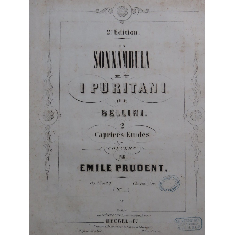 PRUDENT Émile Caprice Etude de Concert op 23 Piano 1846
