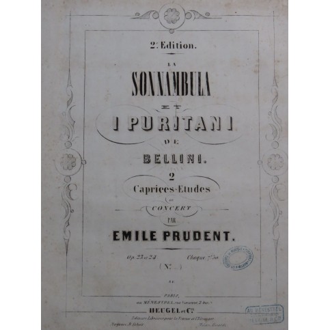 PRUDENT Émile Caprice Etude de Concert op 23 Piano 1846