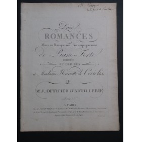 Mr J. Deux Romances Dédicace Chant Piano ou Harpe ca1820