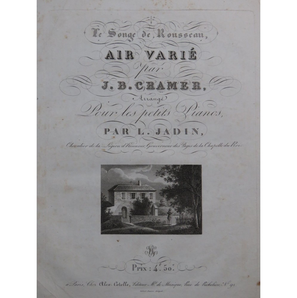 CRAMER J. B. Le Songe de Rousseau Piano ca1825